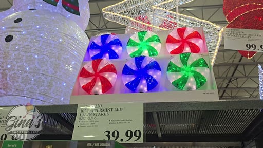 10" Peppermint LED Lights Lawn Stakes Set of 6