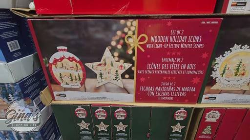 Wooden Holiday Icons with LED Lights, Set of 2