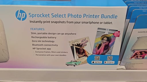 HP Sprocket Select Photo Printer Bundle with 55 Sheets