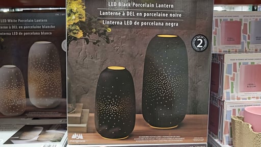 Evergreen LED Porcelain Lanterns, Set of 2