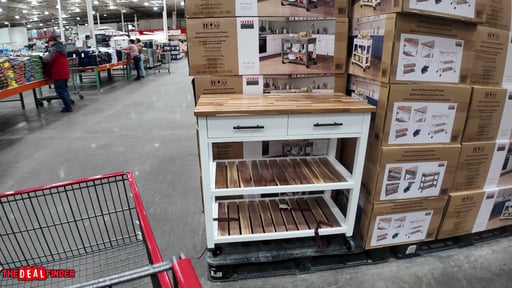 Seville Acacia Kitchen Cart with Acacia Shelves
