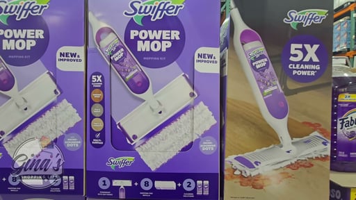 Swiffer PowerMop Starter Kit - 1 Mop, 2 Solution Bottles & 8 Pads