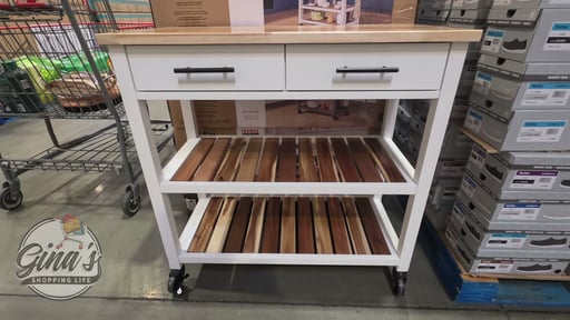 Seville Acacia Kitchen Cart with Acacia Shelves