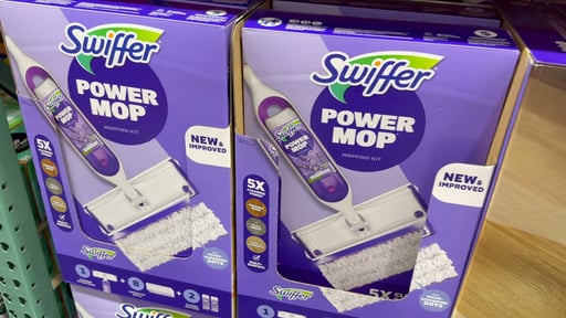 Swiffer PowerMop Starter Kit - 1 Mop, 2 Solution Bottles & 8 Pads