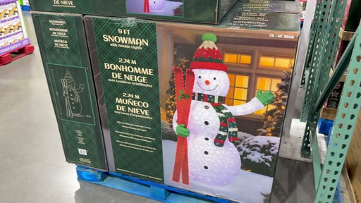 9' Pop-Up LED Snowman with Skis and Twinkle Lights