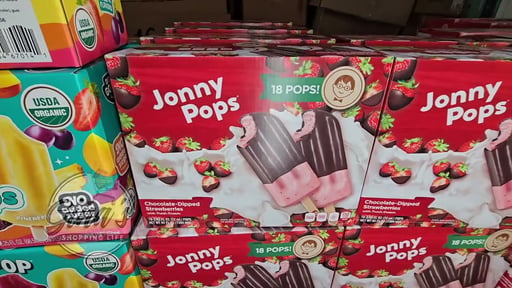 JonnyPops Chocolate-Dipped Strawberry Pops with Fresh Cream, 18 Count, 2.44 FL OZ Each (1.37 QT)
