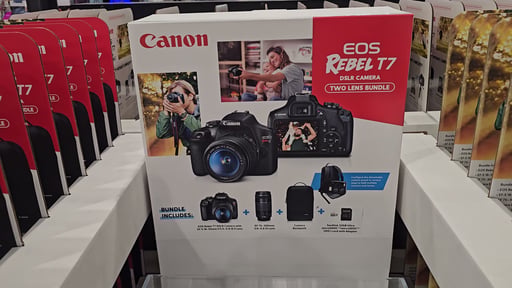 Canon T7 2-Lens Kit DSLR Bundle with SD Card and Backpack