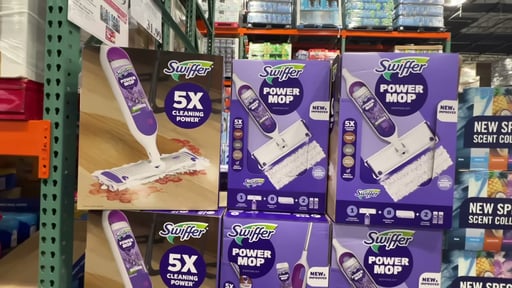 Swiffer PowerMop Starter Kit - 1 Mop, 2 Solution Bottles & 8 Pads