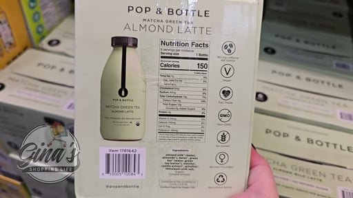 Pop & Bottle Matcha Green Tea Latte Almond Milk 6 CT 11 oz