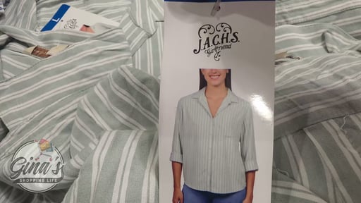 JACHS Girlfriend Women's 3/4 Sleeve Button-Up Shirt