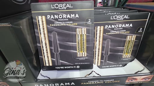L'Oreal Paris Voluminous Panorama Mascara, Blackest Black, 0.33 FL OZ, 2-Pack