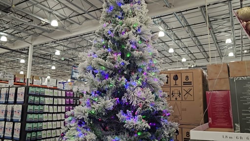 9' Pre-Lit Flocked Micro LED with Twinkle Christmas Tree