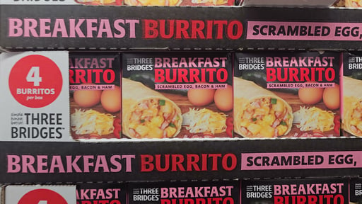Three Bridges Egg Bacon Ham Burrito 4 CT / 32 OZ