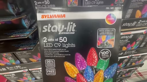 Sylvania Stay-Lit C9 Faceted Dual Color LED Lights, 100 Count