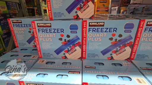 Kirkland Signature Freezer Quart Plus Bags, 6 Boxes of 44 Count (Total 264)