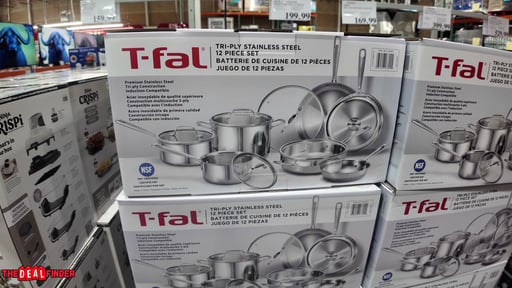 T-fal Pro Tri-Ply Stainless Steel Cookware Set, 12-Piece