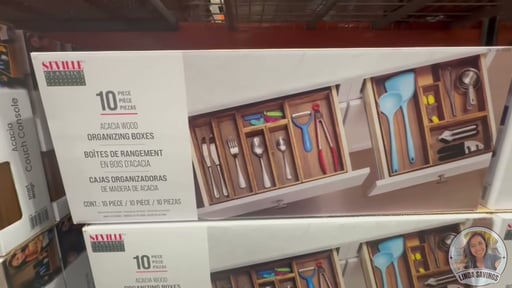 Seville Classics 10-Piece Acacia Wood Organizing Box Set