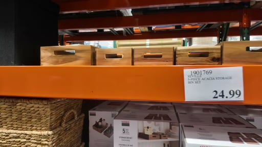 Seville Classics 5-Piece Acacia Storage Bin Set