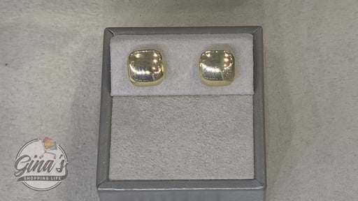 14kt Yellow Gold Puffed Square Stud Earrings