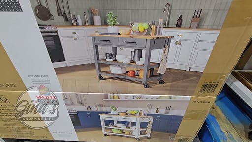 Seville Acacia Kitchen Cart with Acacia Shelves