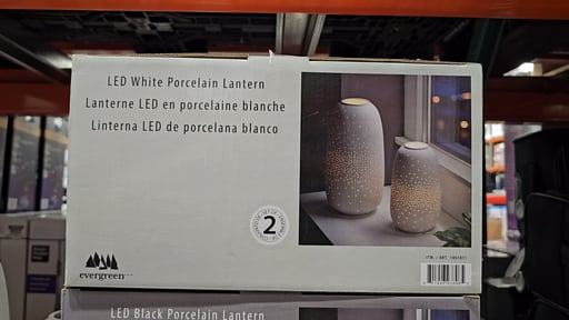 Evergreen LED Porcelain Lanterns, Set of 2