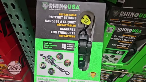 Rhino USA Retractable Ratchet Straps 4 Pack