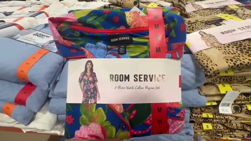 Room Service Women's Short Sleeve Notch Collar Set