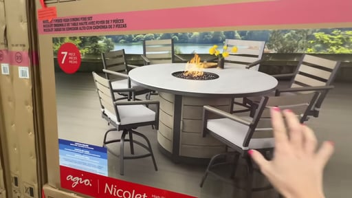 Agio Nicolet 7-Piece High Dining Set with Fire Table