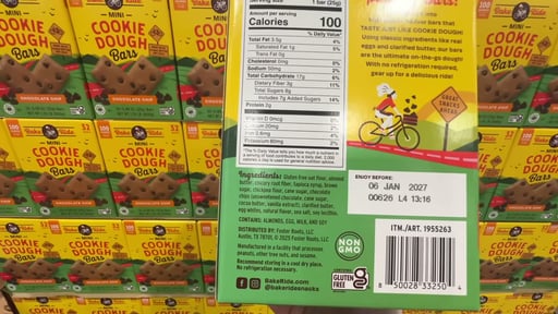 Bake Ride Mini Cookie Dough Bars, 32 Count (0.88 oz each)