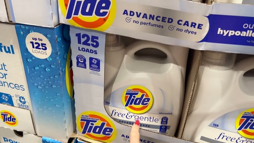 Tide Advanced Care Liquid Laundry Detergent, Free & Gentle, 125 Loads, 154 fl oz