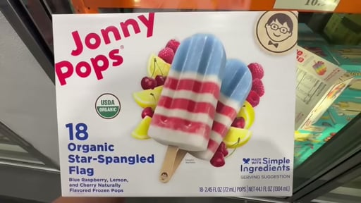 JonnyPops Organic Star-Spangled Flag Pops, 18-Count (2.4 oz each)