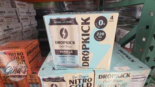 DropKick Brew Nitro Cold Brew Vanilla with Maple Coffee, 4-Pack/12 oz Cans