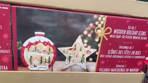 Wooden Holiday Icons with LED Lights, Set of 2