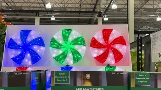 10" Peppermint LED Lights Lawn Stakes Set of 6