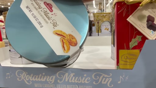 Stockmeyer Rotating Music Tin with Caramel Filled Butter Biscuits