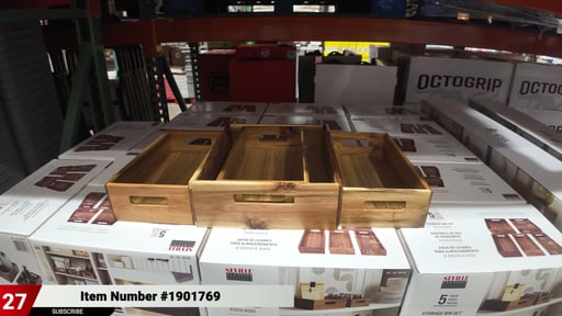 Seville Classics 5-Piece Acacia Storage Bin Set