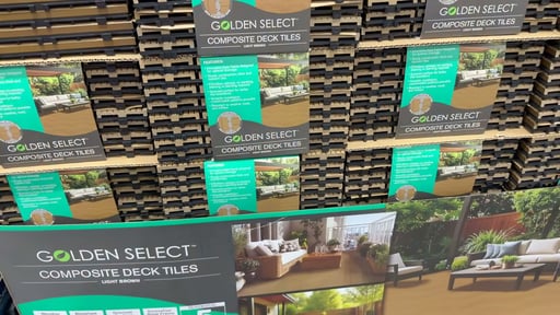 Golden Select 12" x 12" Composite Deck Tiles, Pack of 8