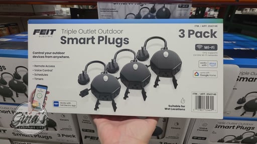 Feit Electric Triple Outlet Outdoor Smart Plug, 3-Pack