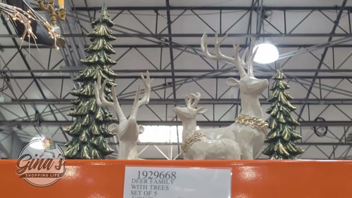 Christmas Deer Family with Trees, Set of 5