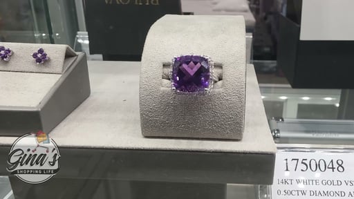 14kt White Gold VS2 I 0.50ctw Diamond and Amethyst Ring