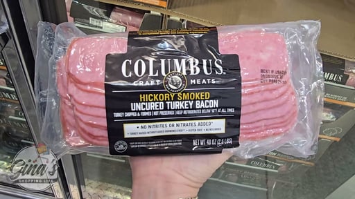 Columbus Hickory Smoked Uncured Turkey Bacon 4/10 oz (2.5 lb)