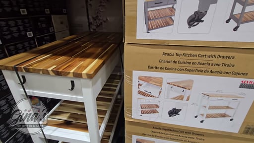 Seville Acacia Kitchen Cart with Acacia Shelves