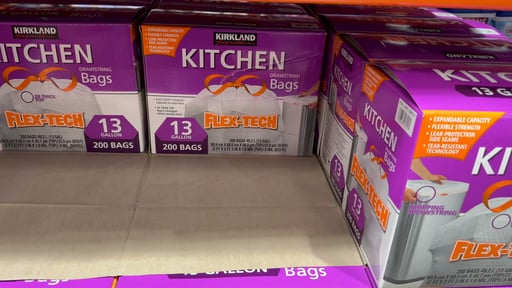 Kirkland Signature Flex-Tech Kitchen Bags, 200 Count / 13 Gallon