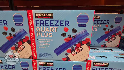 Kirkland Signature Freezer Quart Plus Bags, 6 Boxes of 44 Count (Total 264)