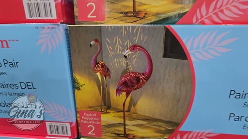 Evergreen Solar LED Metal Flamingo Statue Pair