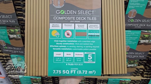 Golden Select 12" x 12" Composite Deck Tiles, Pack of 8
