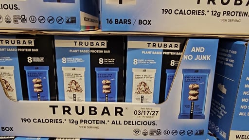 TRUBAR Plant-Based Protein Bars, Cocoa for Coconuts & Sweet & Dreamy Cookies & Creamy Variety Pack, 16 Count, 1.76 oz Each