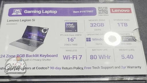 Lenovo Legion 5i 16" Gaming Laptop NVIDIA GeForce RTX 5060