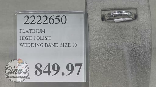 Platinum High Polish Wedding Band, Size 10
