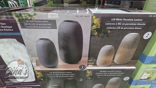 Evergreen LED Porcelain Lanterns, Set of 2